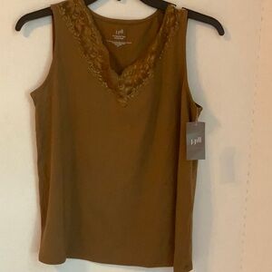 J. Jill Brown Ruffled Tank Top